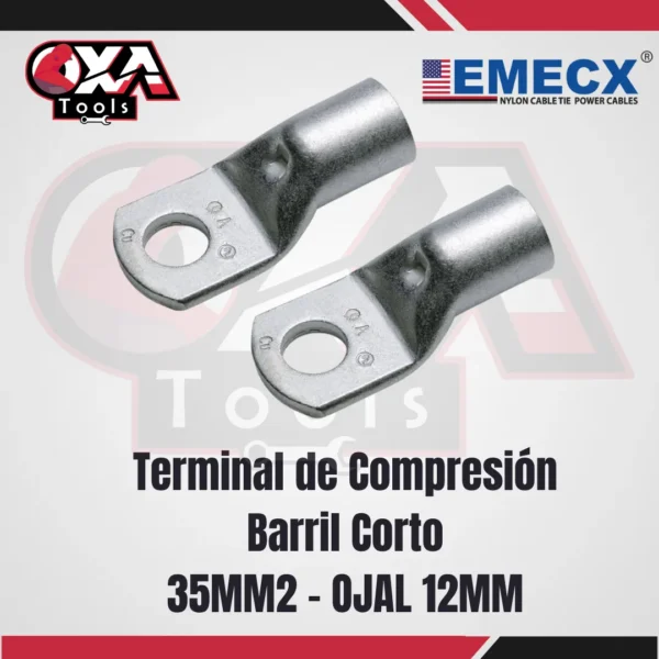 TERMINAL COMPRESION BARRIL CORTO 35MM2 OJAL 12MM EMECX
