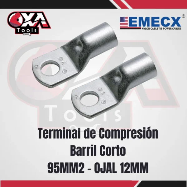 TERMINAL COMPRESION BARRIL CORTO 95MM2 OJAL 12MM EMECX