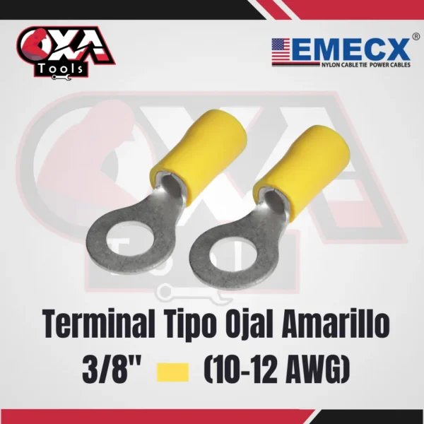 TERMINAL T/OJAL AMARILLO 3/8" (12-10 AWG) EMECX (BOLSAX100UND)
